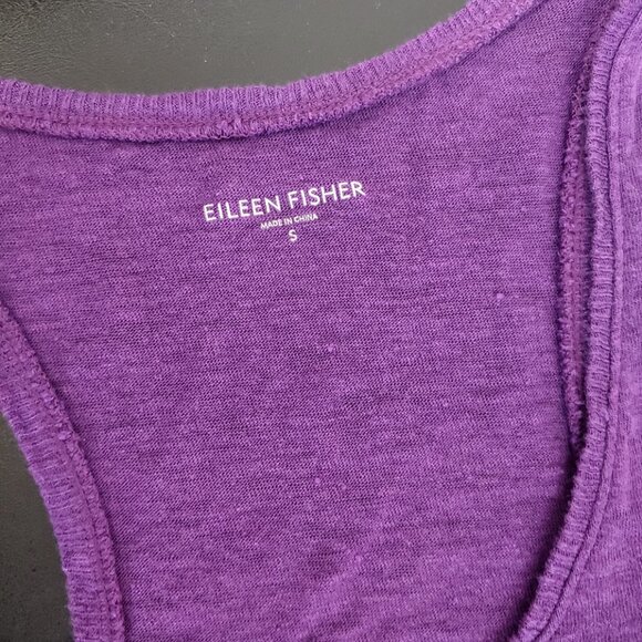 Eileen Fisher Linen Asymmetrical Tank Top Small Purple Racerback Lagenlook - Picture 6 of 7